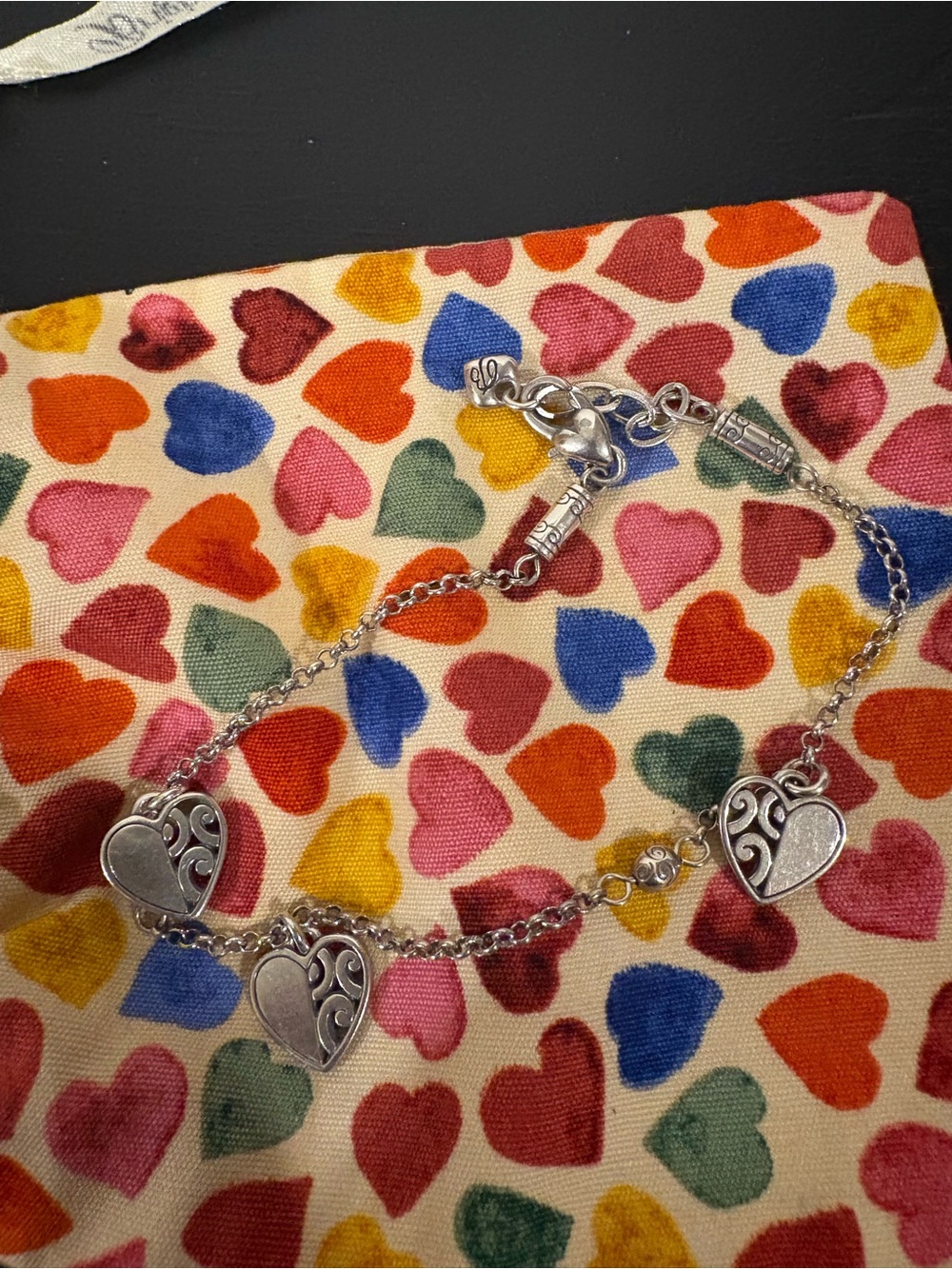 Brighton Silver Heart Charm Ankle Bracelet